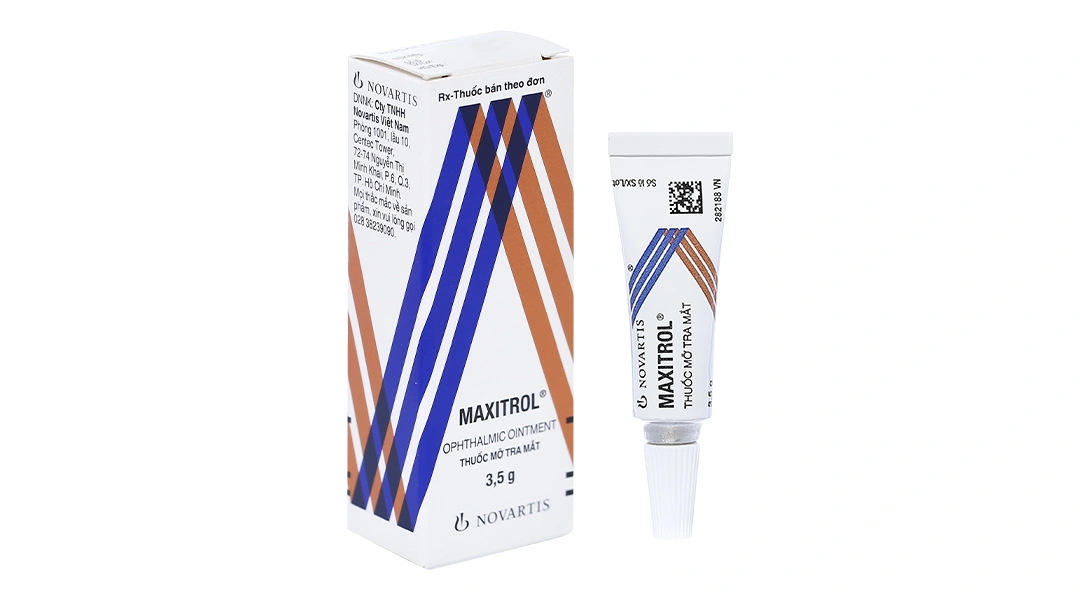 Thuốc mỡ tra mắt Maxitrol trị tình trạng đáp ứng với corticoid ở mắt tuýp 3.5g - 