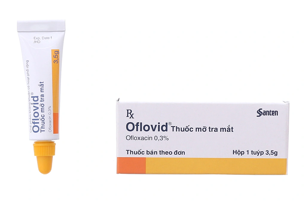 Thuốc mỡ tra mắt Oflovid 0.3% trị nhiễm khuẩn mắt tuýp 3.5g - 