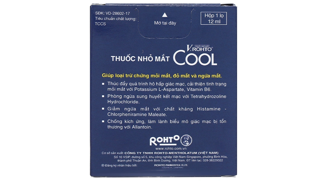 Dung dịch nhỏ mắt V.Rohto Cool giảm mỏi mắt, sung huyết kết mạc chai 12ml - 3