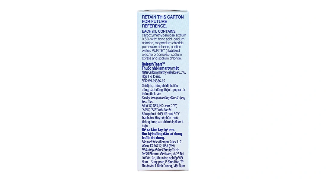 Dung dịch nhỏ mắt Refresh Tears 0.5% giảm kích ứng mắt, khô mắt chai 15ml - 2
