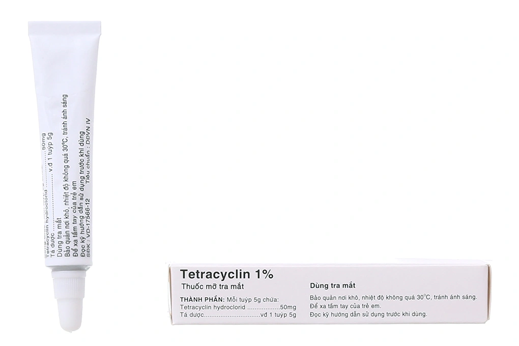 Thuốc mỡ tra mắt Tetracyclin Vidipha 1% trị nhiễm khuẩn mắt tuýp 5g - 1