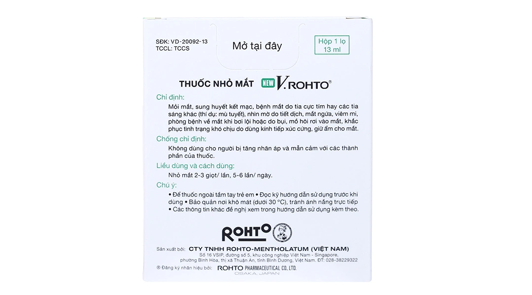 Dung dịch nhỏ mắt New V.Rohto giảm mỏi mắt, sung huyết kết mạc chai 13ml - 2