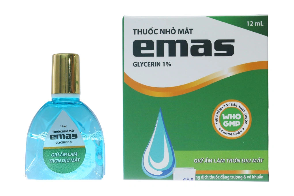 Dung dịch nhỏ mắt Emas 1% giảm kích ứng mắt, khô mắt chai 12ml - 1