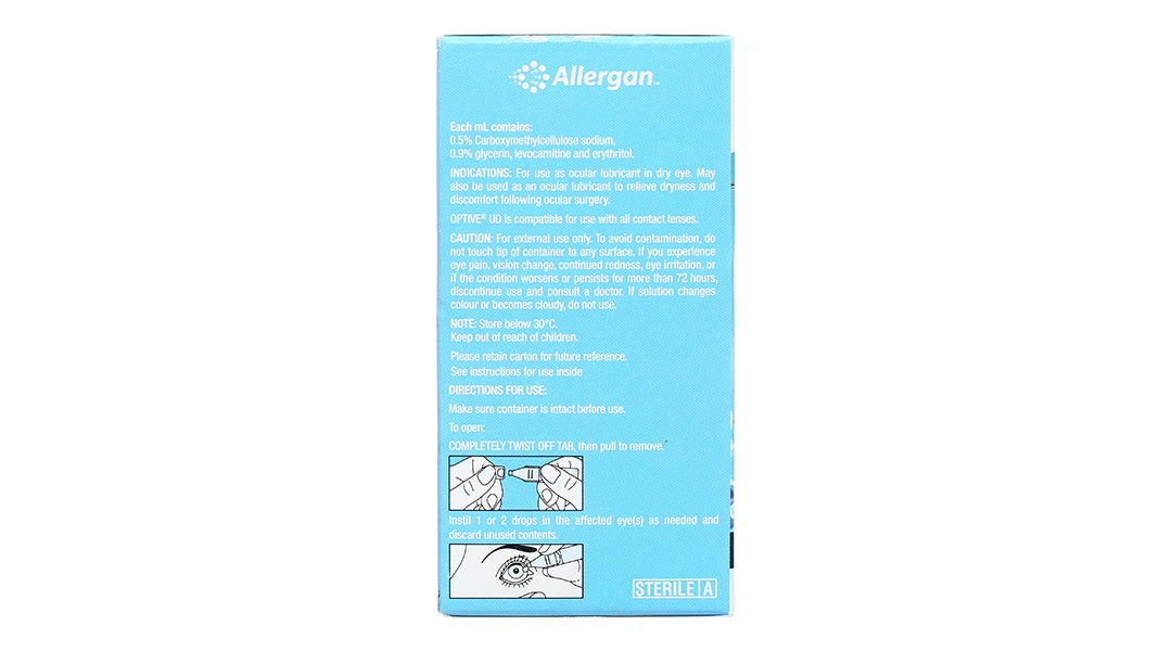 Dung dịch nhỏ mắt Optive UD giảm kích ứng mắt, khô mắt (30 ống x 0.4ml) - 3