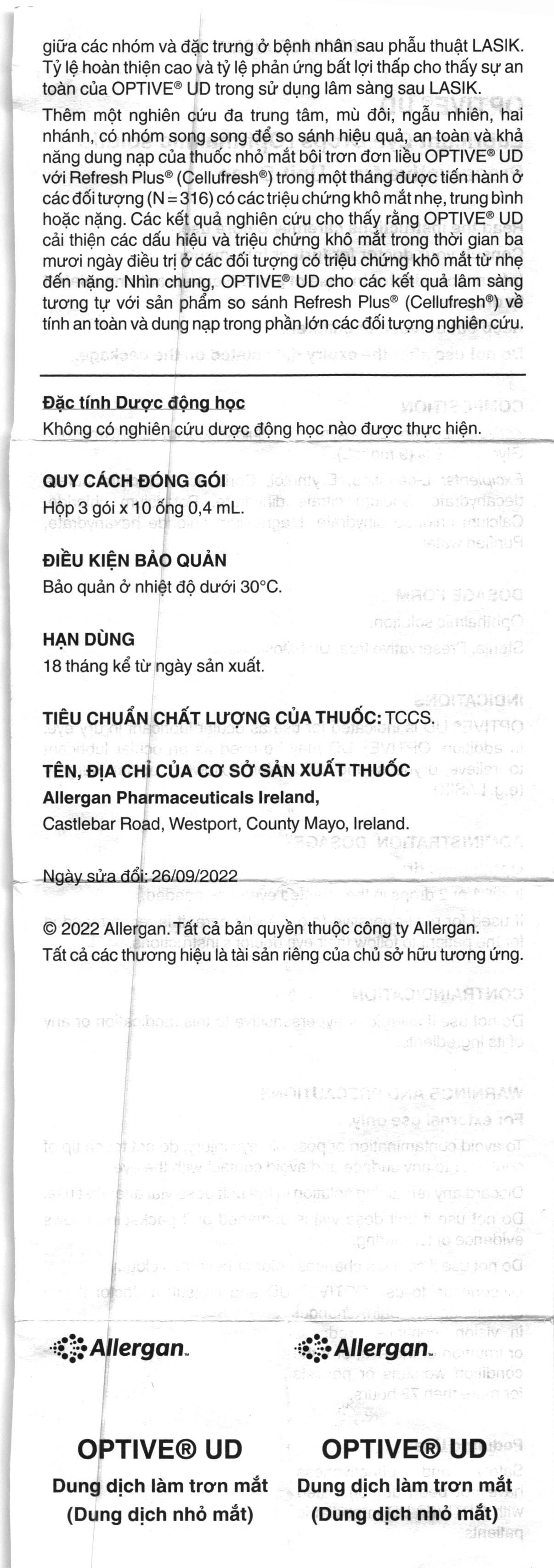 Dung dịch nhỏ mắt Optive UD giảm kích ứng mắt, khô mắt (30 ống x 0.4ml) - 10