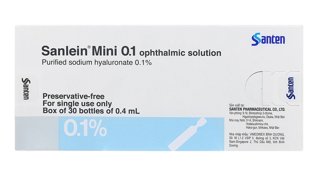 Dung dịch nhỏ mắt Sanlein Mini 0.1% trị rối loạn biểu mô kết - giác mạc (30 ống x 0.4ml) - 1