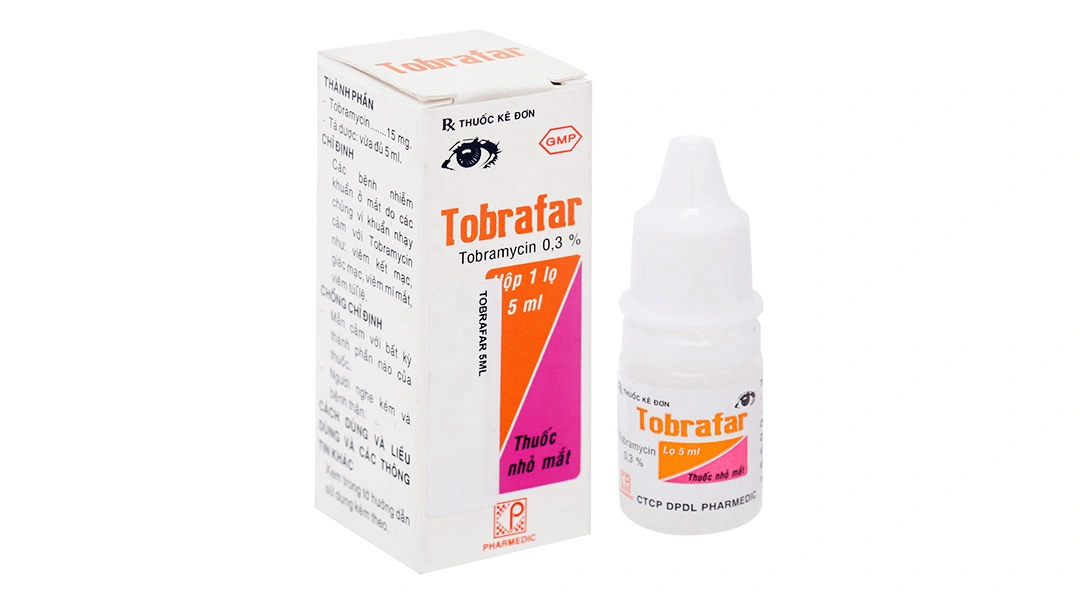 Dung dịch nhỏ mắt Tobrafar 0.3% trị nhiễm khuẩn mắt lọ 5ml - 