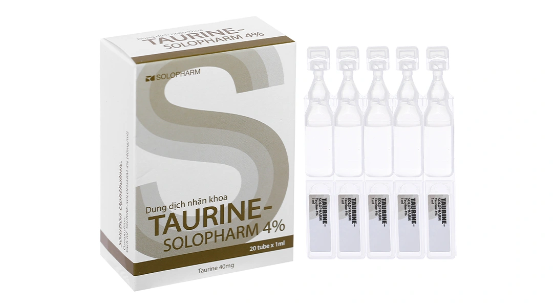 Dung dịch nhỏ mắt Taurine Solopharm 4% trị loạn đường giác mạc (20 ống x 1ml) - 