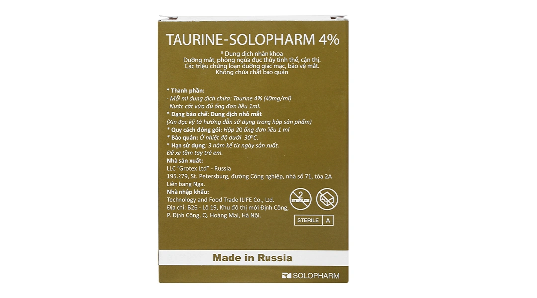 Dung dịch nhỏ mắt Taurine Solopharm 4% trị loạn đường giác mạc (20 ống x 1ml) - 3