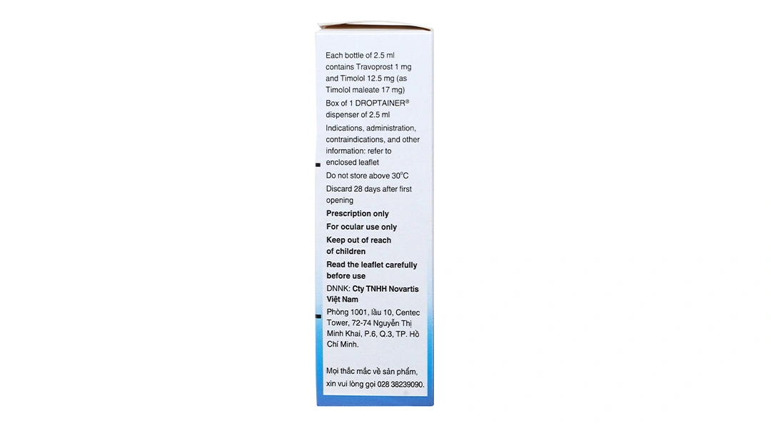 Dung dịch nhỏ mắt DuoTrav làm giảm áp lực nội nhãn chai 2.5ml - 2