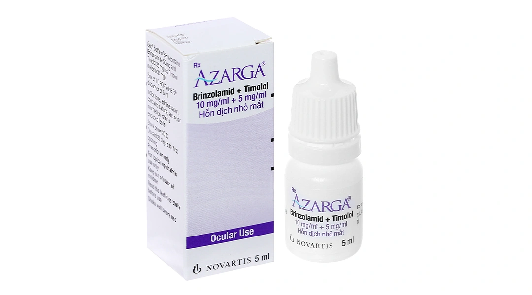 Hỗn dịch nhỏ mắt Azarga trị tăng nhãn áp chai 5ml - 