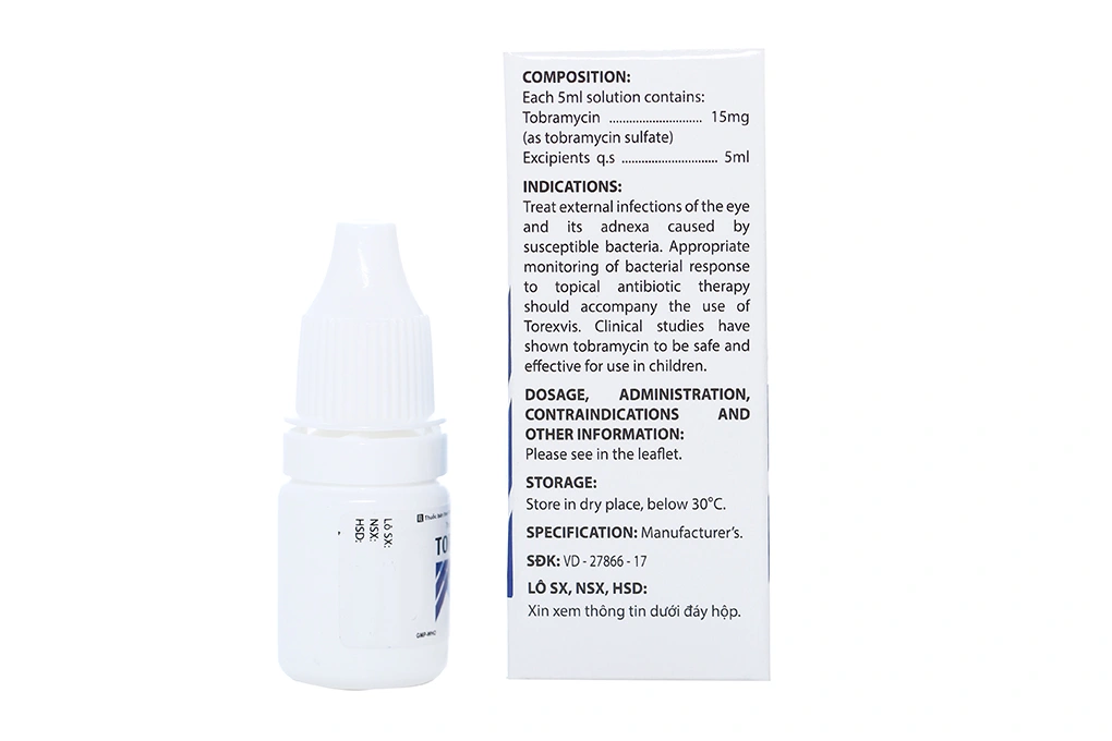 Dung dịch nhỏ mắt Torexvis 0.3% trị nhiễm khuẩn mắt chai 5ml - 2