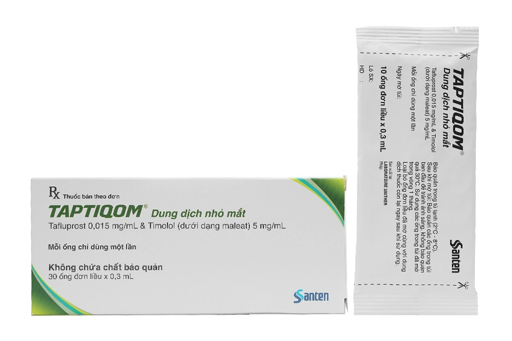 Dung dịch nhỏ mắt Taptiqom trị tăng nhãn áp (30 ống x 0.3ml) - 