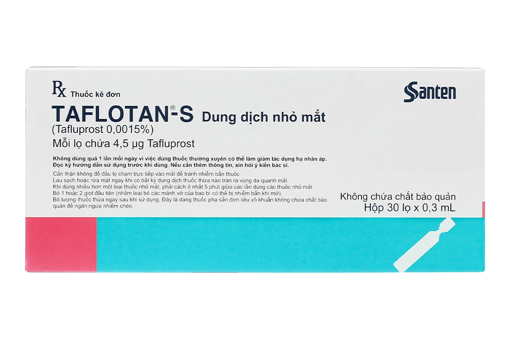 Dung dịch nhỏ mắt Taflotan-S 0.0015% điều trị tăng nhãn áp (30 ống x 0.3ml) - 
