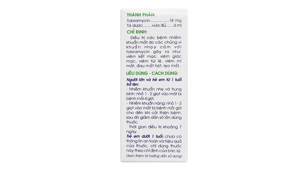 Thuốc nhỏ mắt Tobramycin Trapharco 0,3% trị các bệnh nhiễm khuẩn mắt chai 6ml - 2