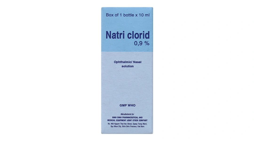 Dung dịch nhỏ mắt Natri Clorid Bidiphar 0.9% vệ sinh mắt, mũi chai 10ml - 1