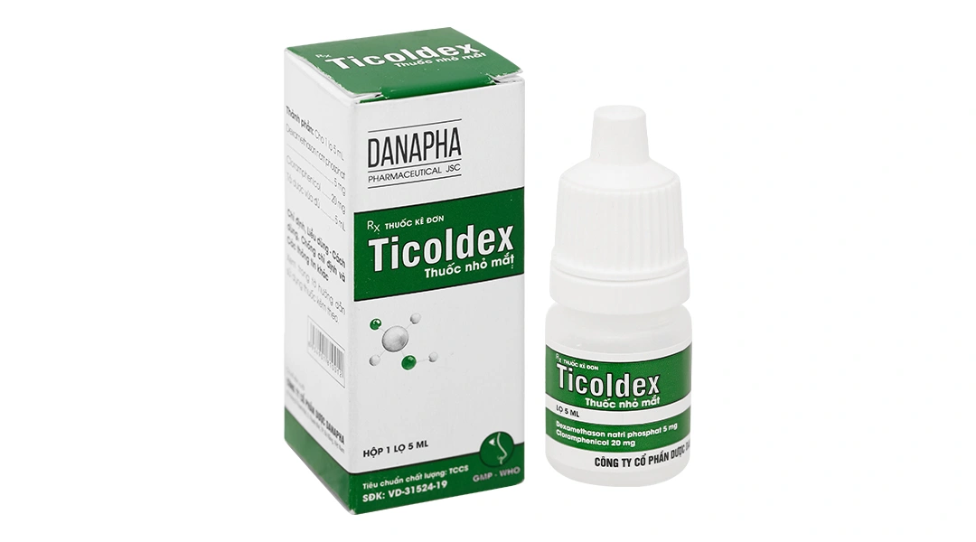 Dung dịch nhỏ mắt Ticoldex trị viêm mắt, nhiễm khuẩn mắt chai 5ml - 