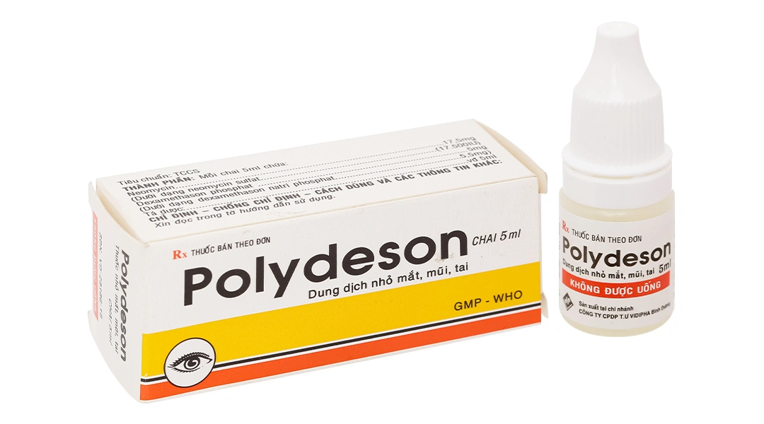 Dung dịch nhỏ mắt, mũi, tai Polydeson trị nhiễm khuẩn chai 5ml - 