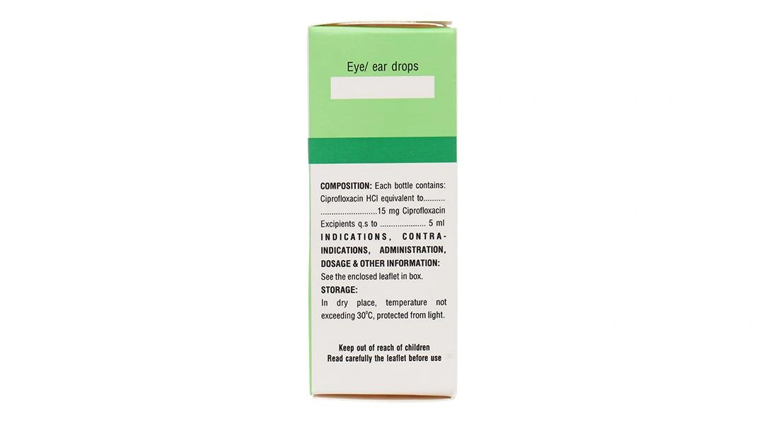 Dung dịch nhỏ mắt, tai Ciprofloxacin 0.3% Bidiphar trị nhiễm khuẩn mắt, tai chai 5ml - 5