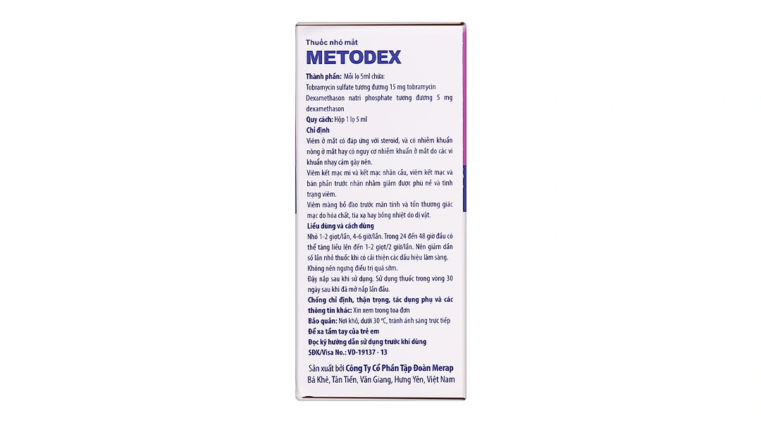 Thuốc nhỏ mắt Metodex trị nhiễm khuẩn, viêm nhiễm ở mắt chai 5ml - 2