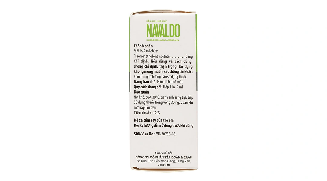 Hỗn dịch nhỏ mắt Navaldo 0.1% trị viêm mí mắt, viêm giác mạc chai 5ml - 3