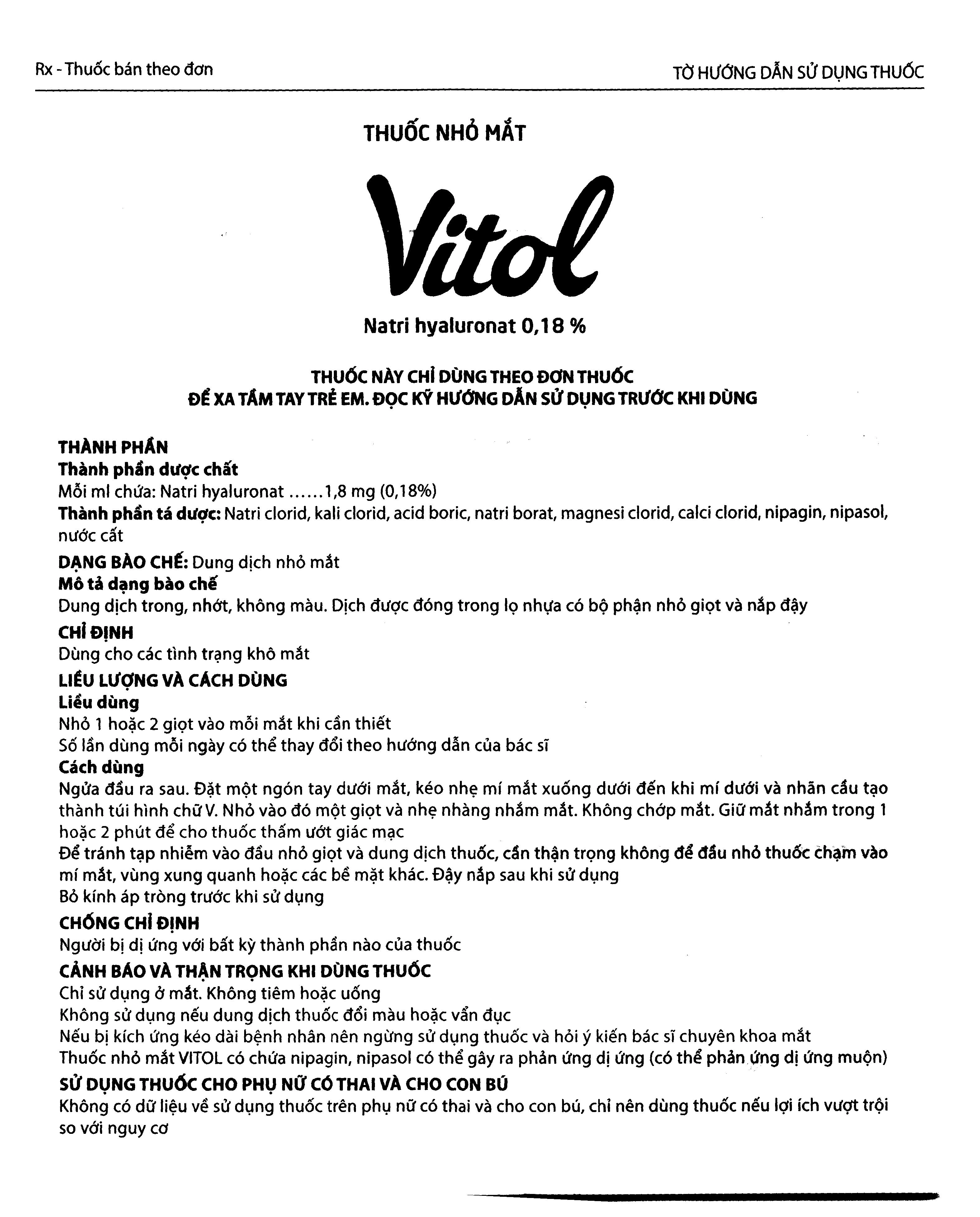 Thuốc nhỏ mắt Vitol 0.18% giảm khô mắt chai 12ml - 4