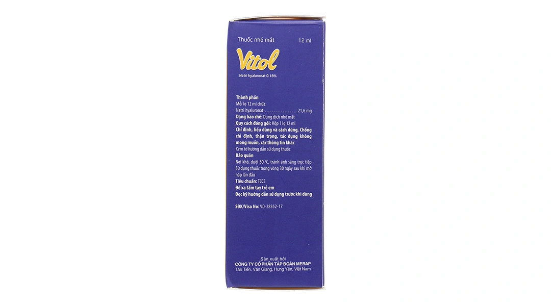 Thuốc nhỏ mắt Vitol 0.18% giảm khô mắt chai 12ml - 3