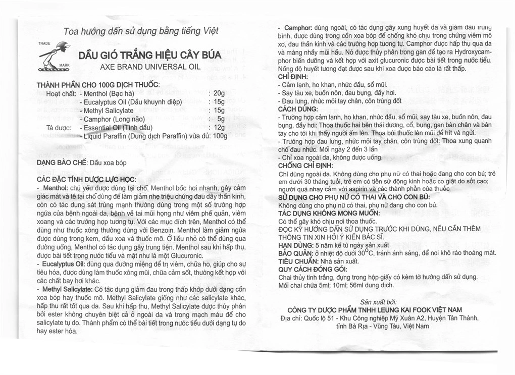 Dầu gió trắng hiệu cây búa chai 5ml - 13