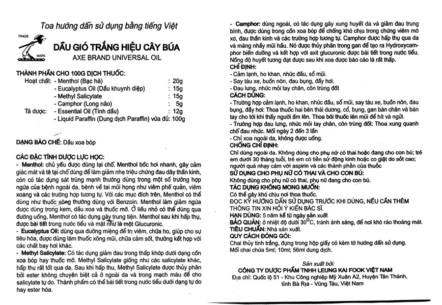 Dầu gió trắng hiệu cây búa chai 5ml - 19