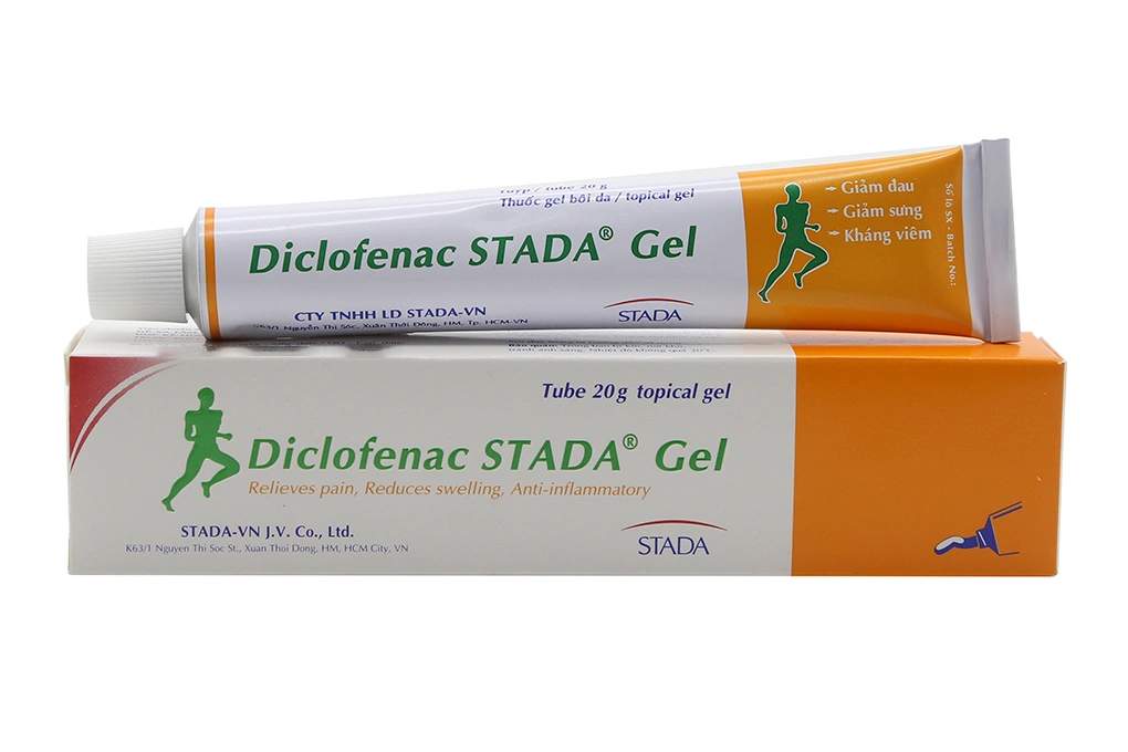 Gel bôi Diclofenac Stada giảm đau, kháng viêm xương khớp tuýp 20g - 