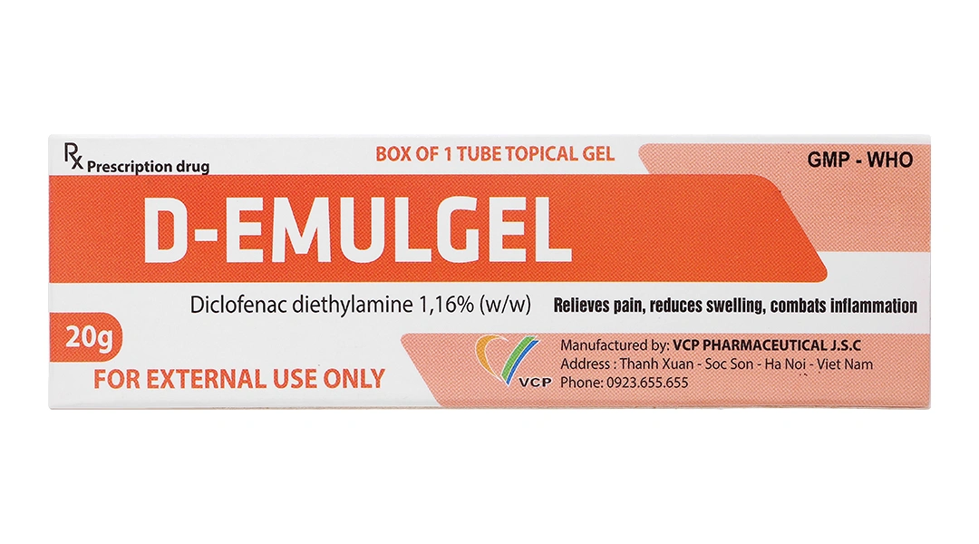 Gel bôi D-Emulgel 1.16% giảm đau, giảm sưng, chống viêm tuýp 20g - 1