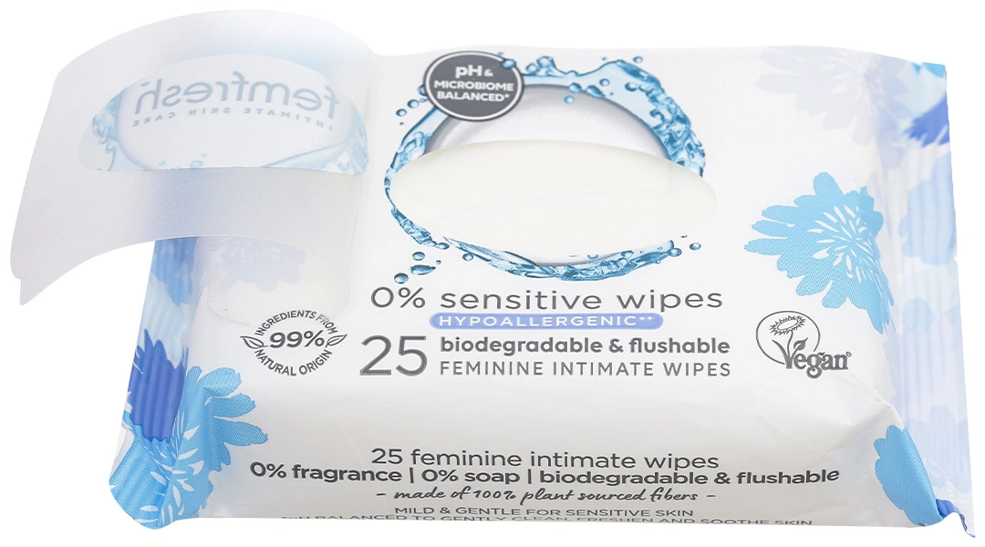 Khăn ướt vệ sinh vùng kín Femfresh Intimate Skincare 0% Sensitive cho da nhạy cảm gói 25 miếng - 4