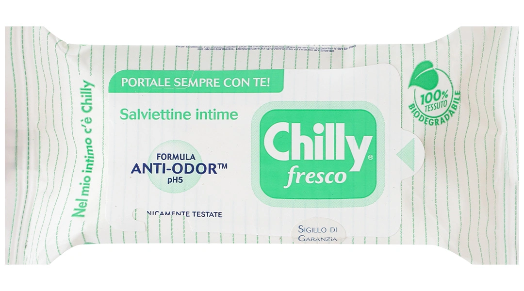 Khăn ướt vệ sinh vùng kín Chilly Fresco se lạnh, làm sạch khử mùi gói 12 miếng - 