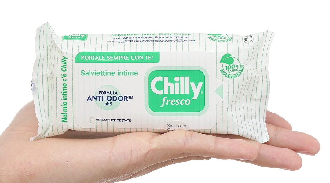 Khăn ướt vệ sinh vùng kín Chilly Fresco se lạnh, làm sạch khử mùi gói 12 miếng - 7