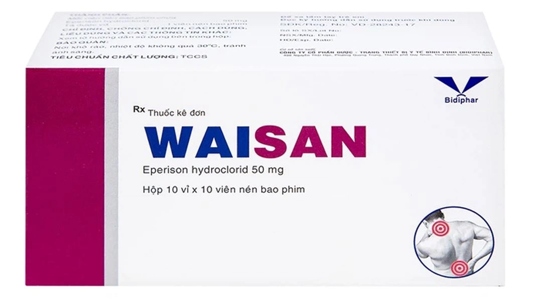 Waisan 50mg điều trị triệu chứng tăng trương lực cơ, co cứng cơ (10 vỉ x 10 viên) - 1