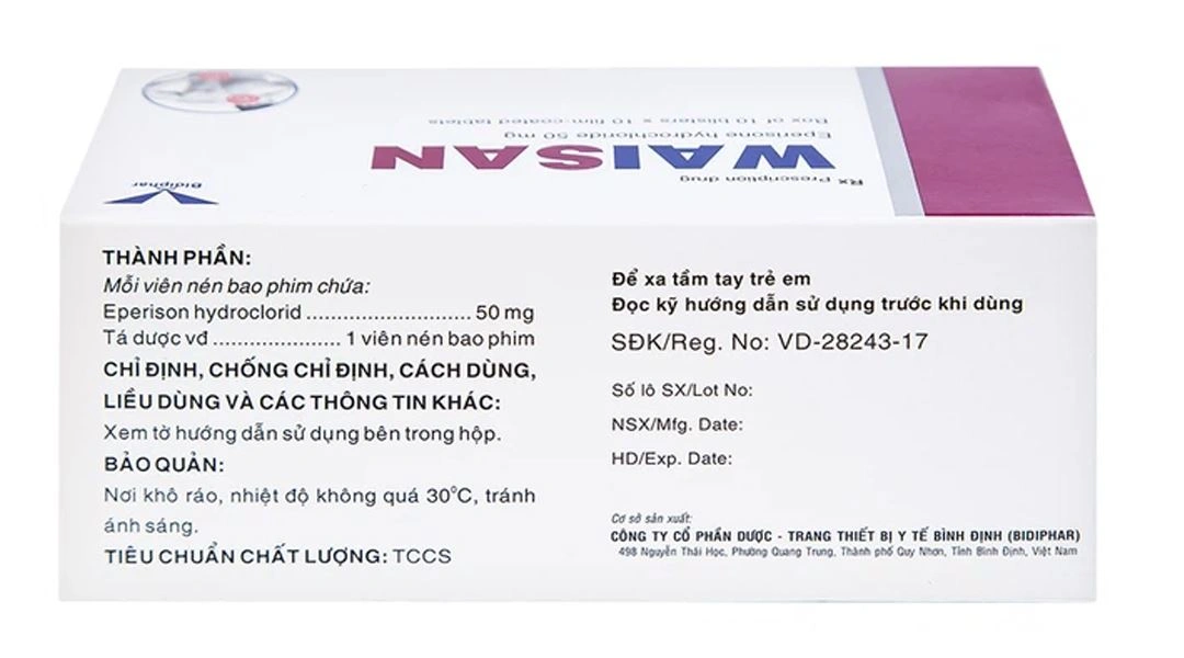 Waisan 50mg điều trị triệu chứng tăng trương lực cơ, co cứng cơ (10 vỉ x 10 viên) - 4