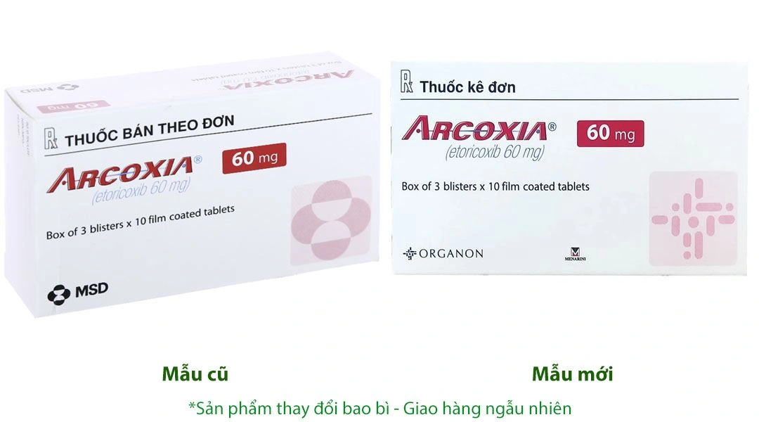 Arcoxia 60mg giảm đau, kháng viêm xương khớp (3 vỉ x 10 viên) - 