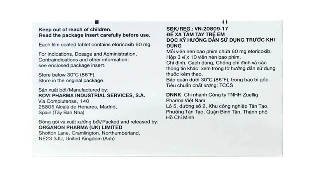 Arcoxia 60mg giảm đau, kháng viêm xương khớp (3 vỉ x 10 viên) - 2