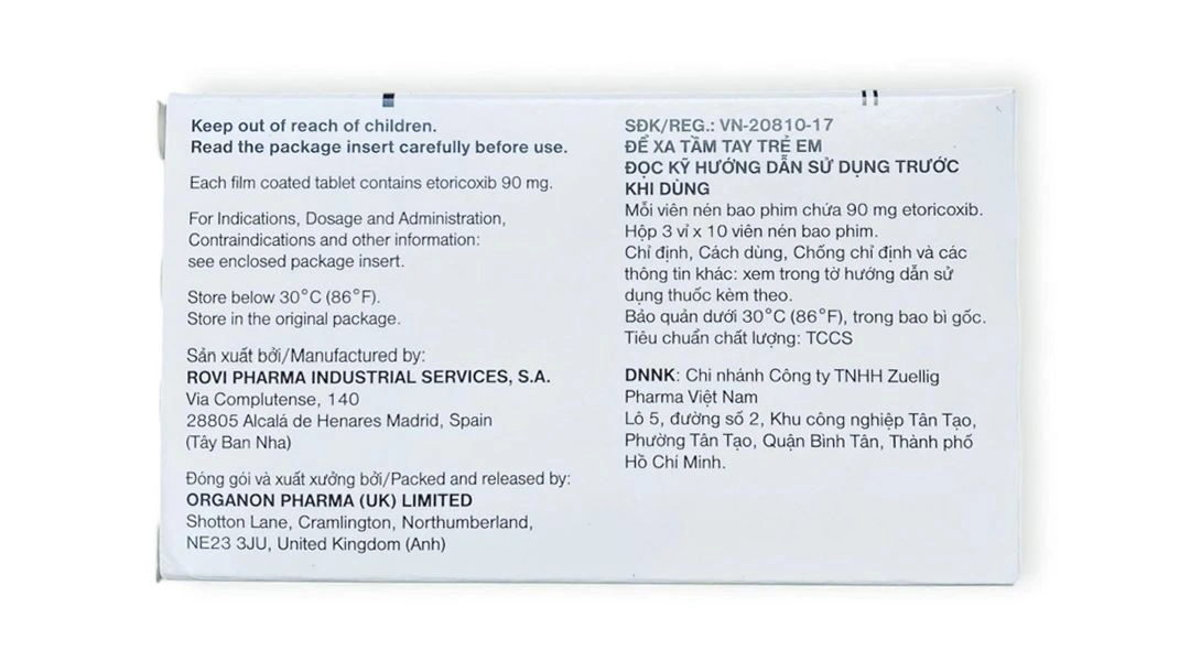 Arcoxia 90mg giảm đau, kháng viêm xương khớp (3 vỉ x 10 viên) - 2