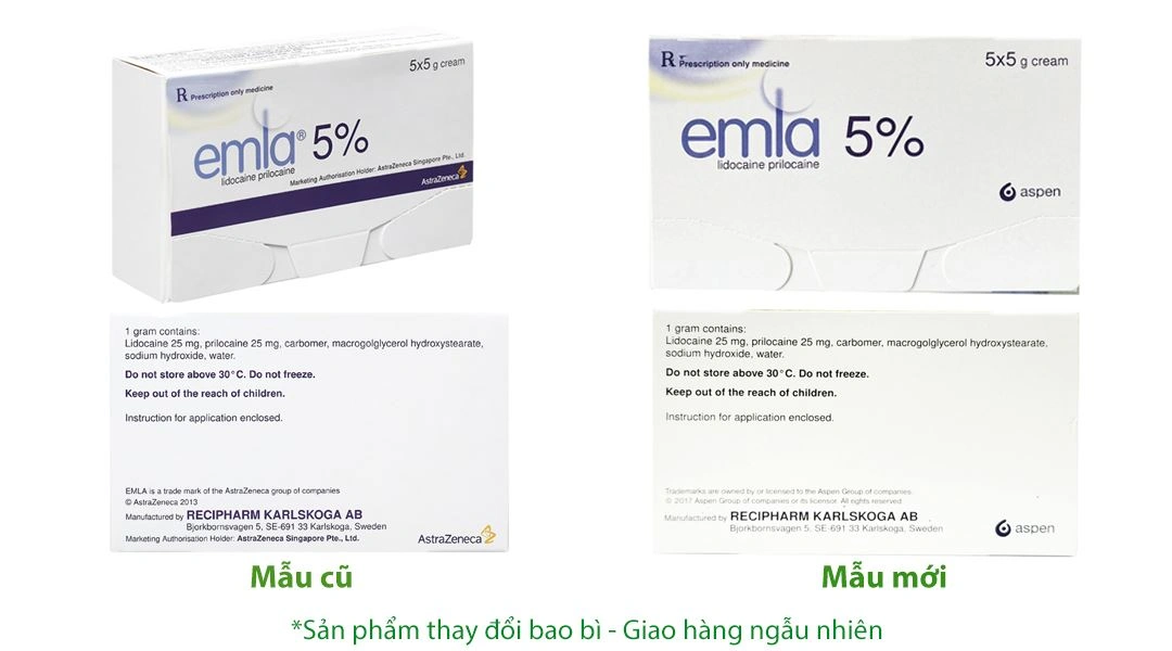 Kem bôi Emla 5% gây tê bề mặt da (5 tuýp x 5g) - 