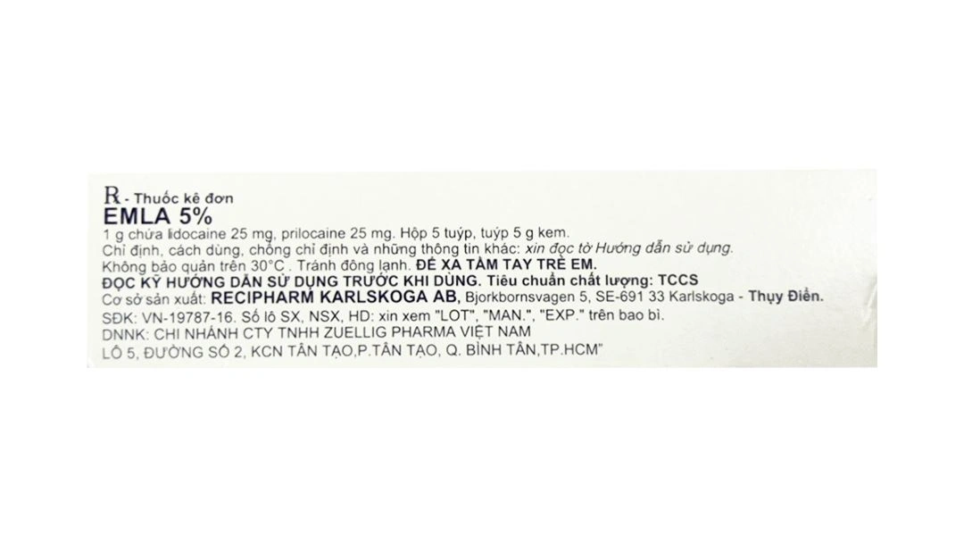 Kem bôi Emla 5% gây tê bề mặt da (5 tuýp x 5g) - 3