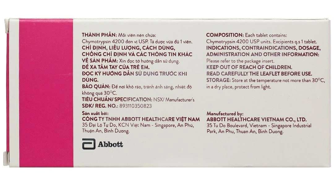 Alphachymotrypsin Glomed 4200 USP trị phù nề sau chấn thương (2 vỉ x 10 viên) - 3