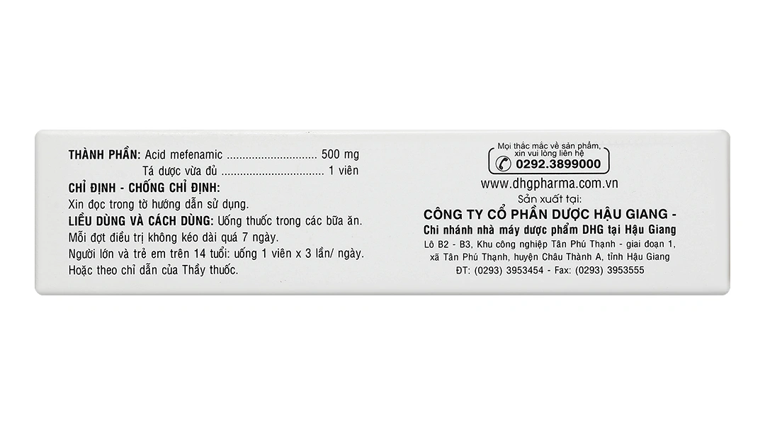 PoncifDHG 500mg trị giảm đau đau cơ, đau do chấn thương (3 vỉ x 10 viên) - 2