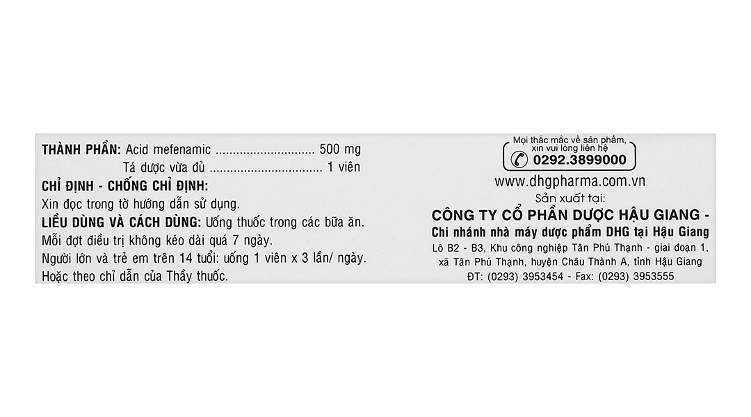 PoncifDHG 500mg trị giảm đau đau cơ, đau do chấn thương (3 vỉ x 10 viên) - 4