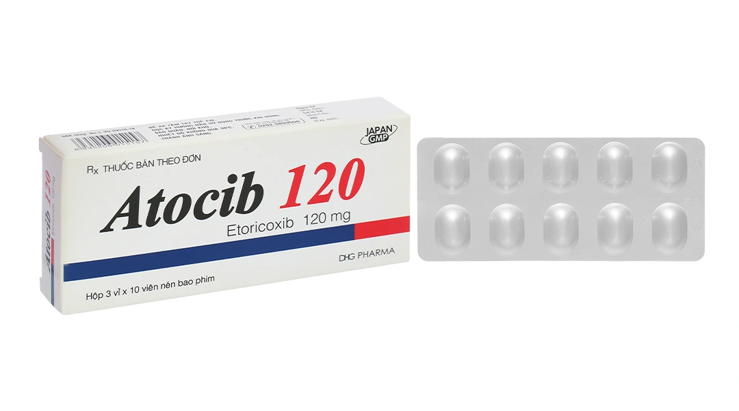 Atocib 120 trị đau xương khớp, cấp và mạn tính, viêm khớp dạng thấp (3 vỉ x 10 viên) - 