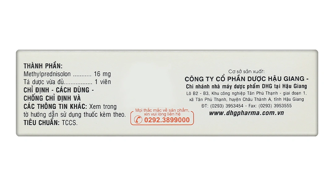 Medlon 16 điều trị rối loạn nội tiết, rối loạn thấp khớp (3 vỉ x 10 viên) - 2