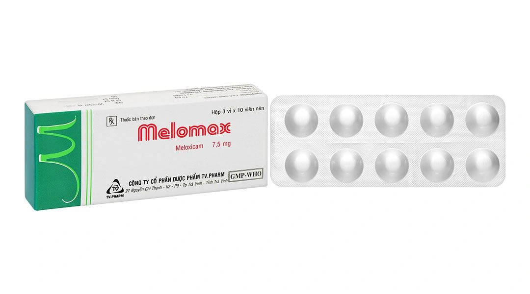 Melomax TV.Pharm 7.5mg điều trị thoái hóa khớp, viêm cột sống (3 vỉ x 10 viên) - 