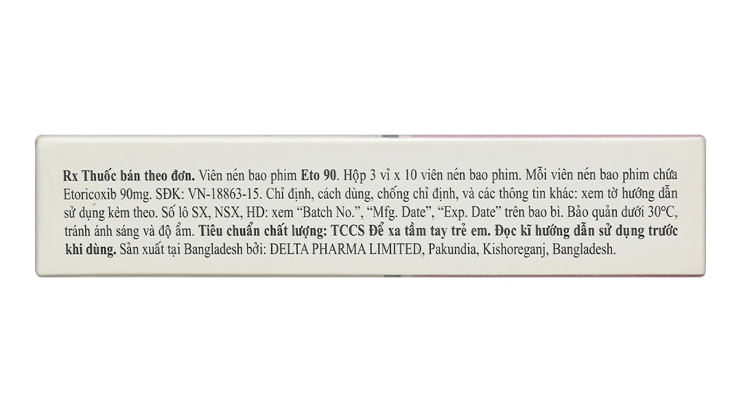 Eto 90 trị các triệu chứng viêm xương khớp cấp và mãn tính (3 vỉ x 10 viên) - 3
