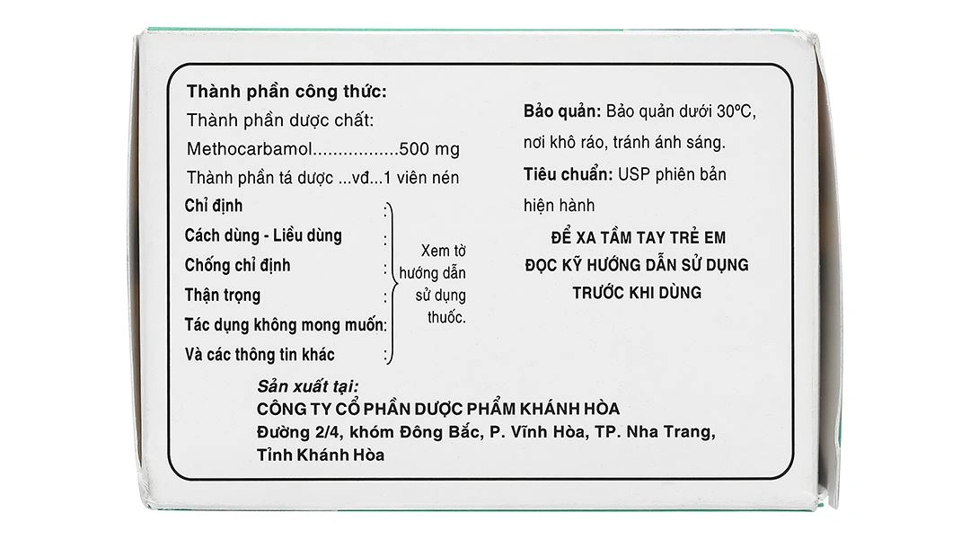 Methocarbamol 500mg trị ngắn hạn các cơn đau do chấn thương (10 vỉ x 10 viên) - 2