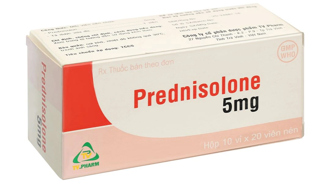 Prednisolone 5mg TV.Pharm chống viêm và ức chế miễn dịch (10 vỉ x 20 viên) - 